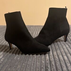 H&M Black Suede Pointed Toe Ankle Booties